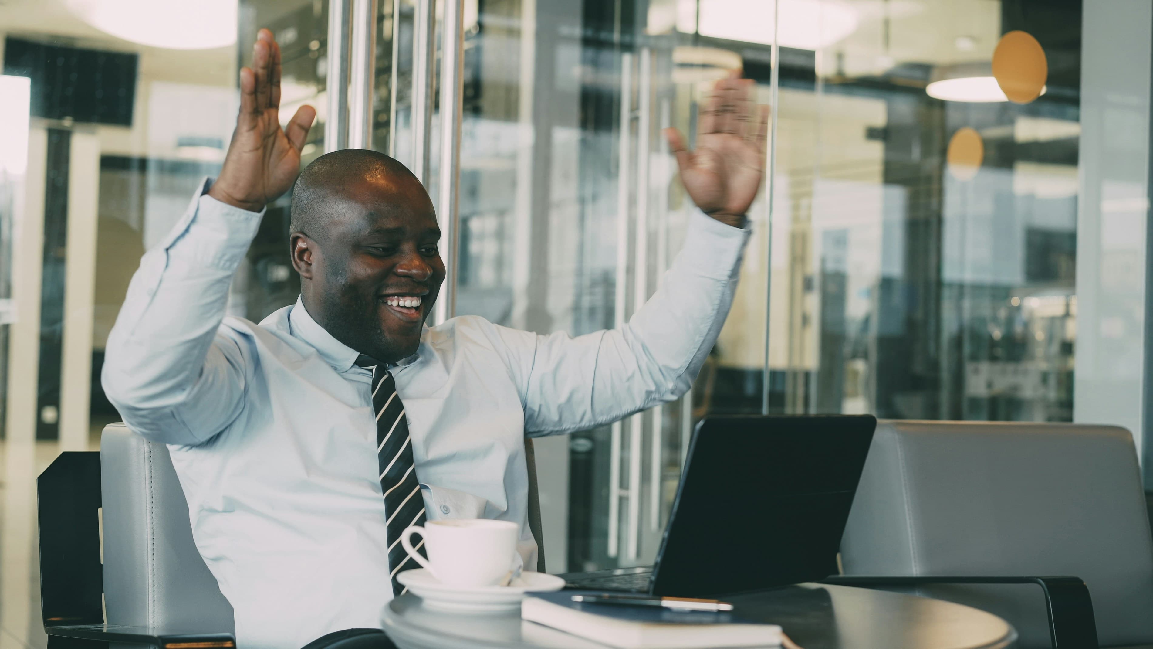 TopDog team member celebrating at work