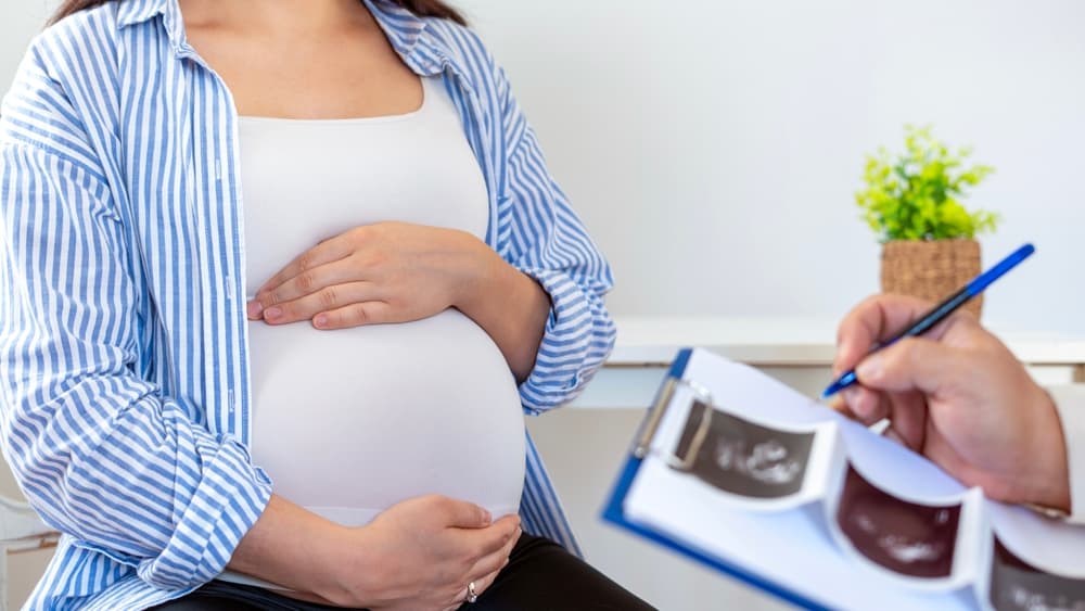 Pregnant patient undergoing a checkup at the clinic.