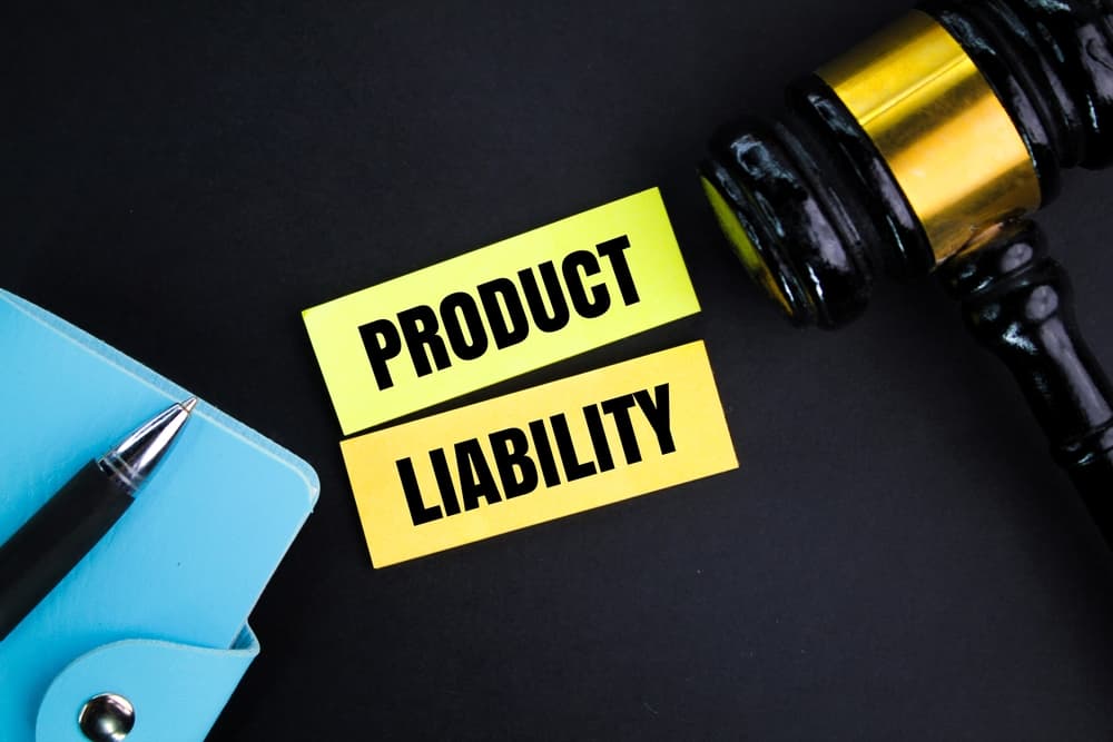 Judge's gavel resting on a papers labeled "Product Liability."
