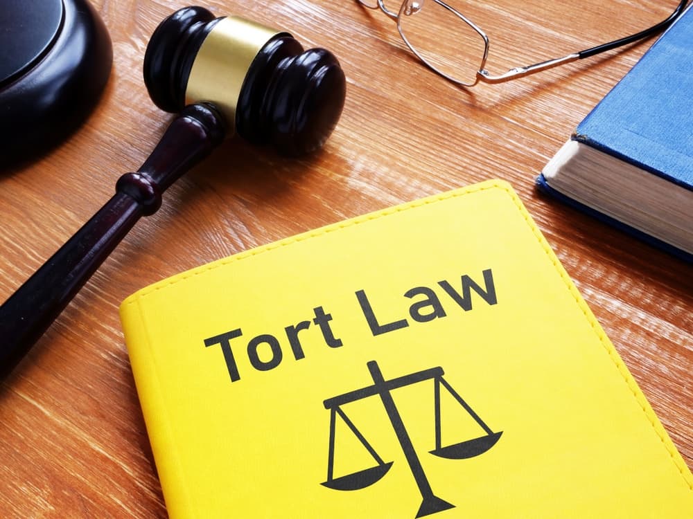 Tort law is explained through written text.